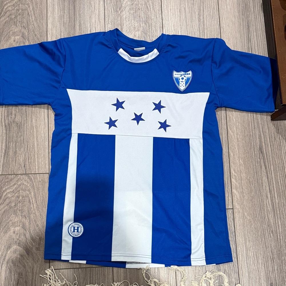 Kids Blue and White Soccer Jersey